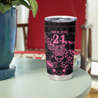 New Zealand Rugby Warrior Custom Tumbler Cup Pink Fern Taniko Motif LT9 - Polynesian Pride