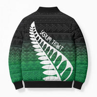 Green Silver Fern Spirit Taniko Tukutuku Personalised Bomber Puffer Jacket LT9 - Polynesian Pride