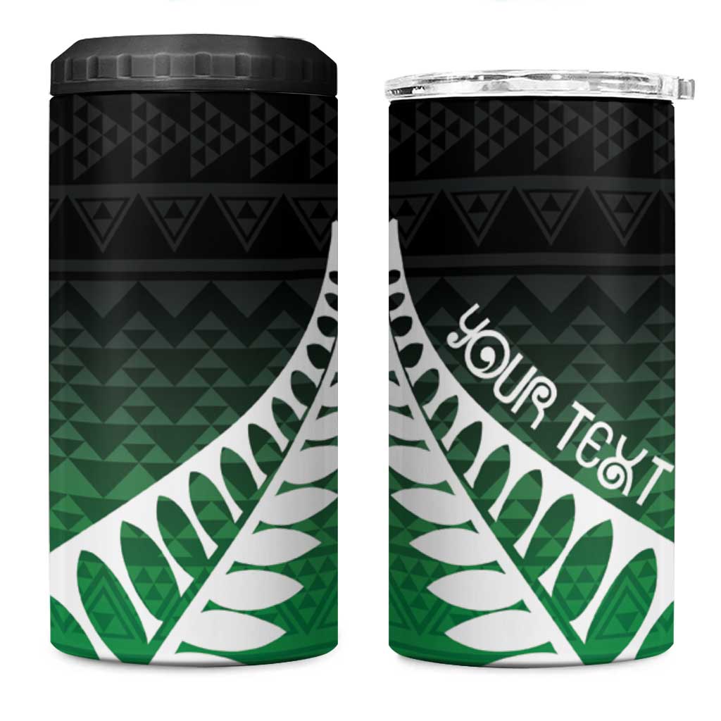 Green Silver Fern Spirit Taniko Tukutuku Personalised 4 in 1 Can Cooler Tumbler LT9 One Size: 16 oz Green - Polynesian Pride
