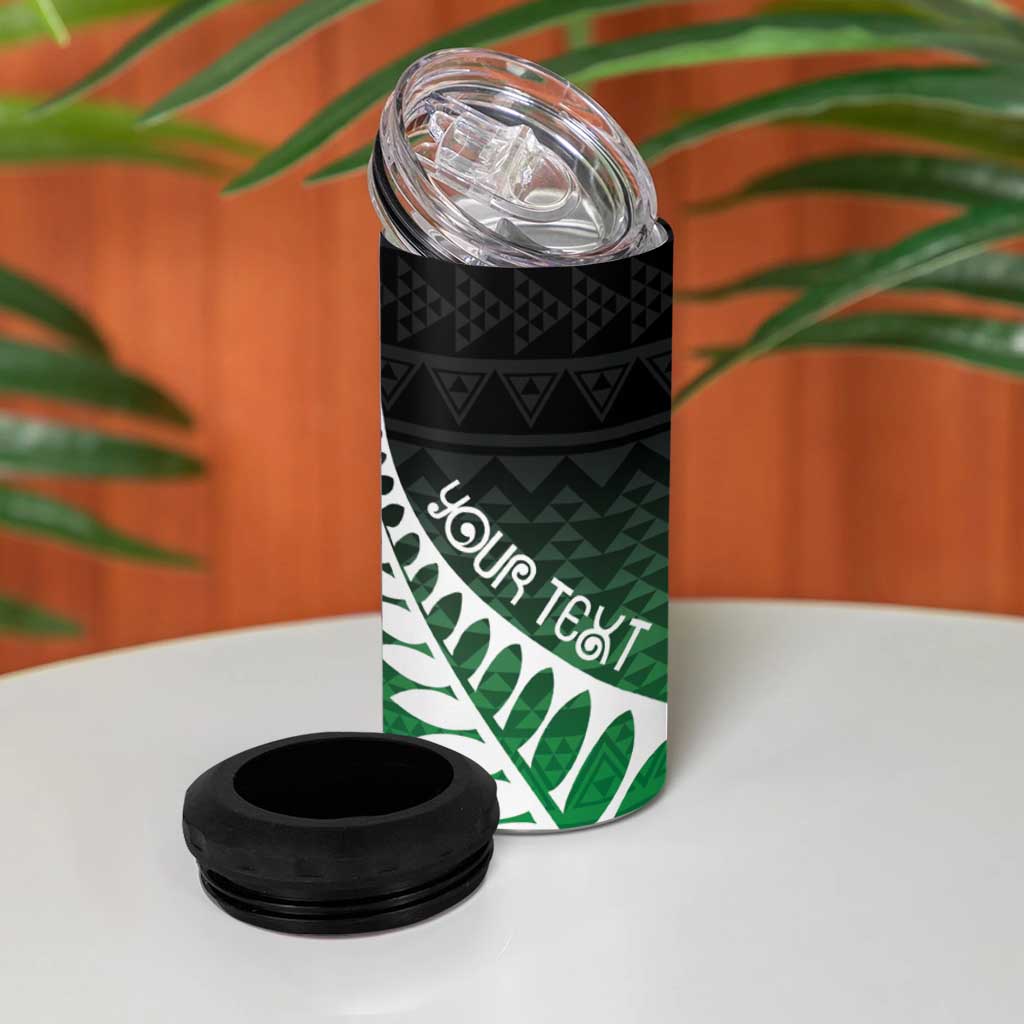 Green Silver Fern Spirit Taniko Tukutuku Personalised 4 in 1 Can Cooler Tumbler LT9 - Polynesian Pride