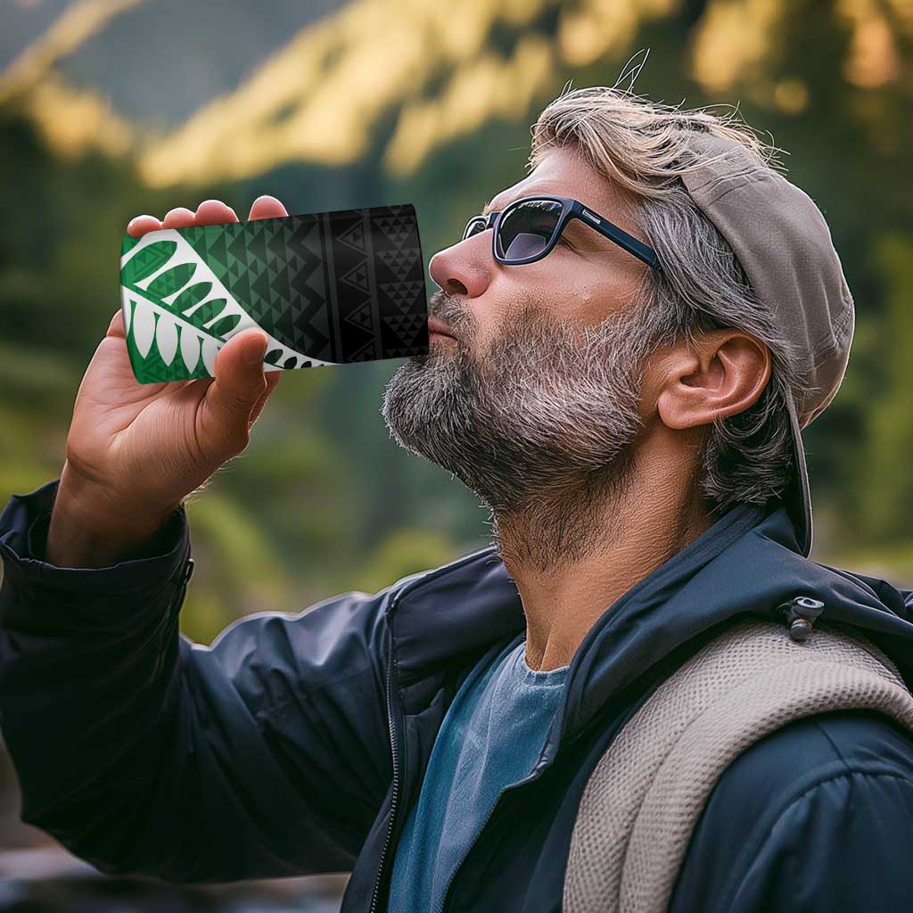 Green Silver Fern Spirit Taniko Tukutuku Personalised 4 in 1 Can Cooler Tumbler LT9 - Polynesian Pride