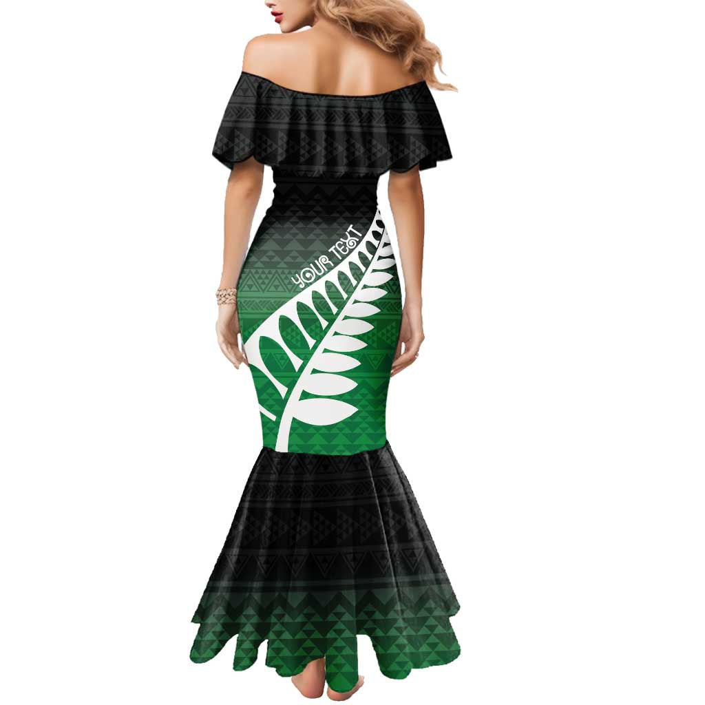 Green Silver Fern Spirit Taniko Tukutuku Personalised Family Matching Mermaid Dress and Hawaiian Shirt LT9 - Polynesian Pride