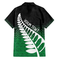 Green Silver Fern Spirit Taniko Tukutuku Personalised Family Matching Off Shoulder Maxi Dress and Hawaiian Shirt LT9 - Polynesian Pride