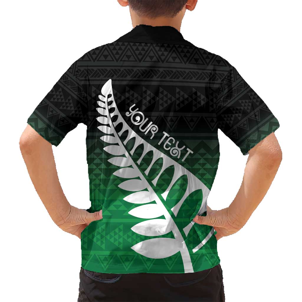 Green Silver Fern Spirit Taniko Tukutuku Personalised Family Matching Tank Maxi Dress and Hawaiian Shirt LT9 - Polynesian Pride