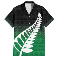 Green Silver Fern Spirit Taniko Tukutuku Personalised Family Matching Tank Maxi Dress and Hawaiian Shirt LT9 Dad's Shirt - Short Sleeve Green - Polynesian Pride