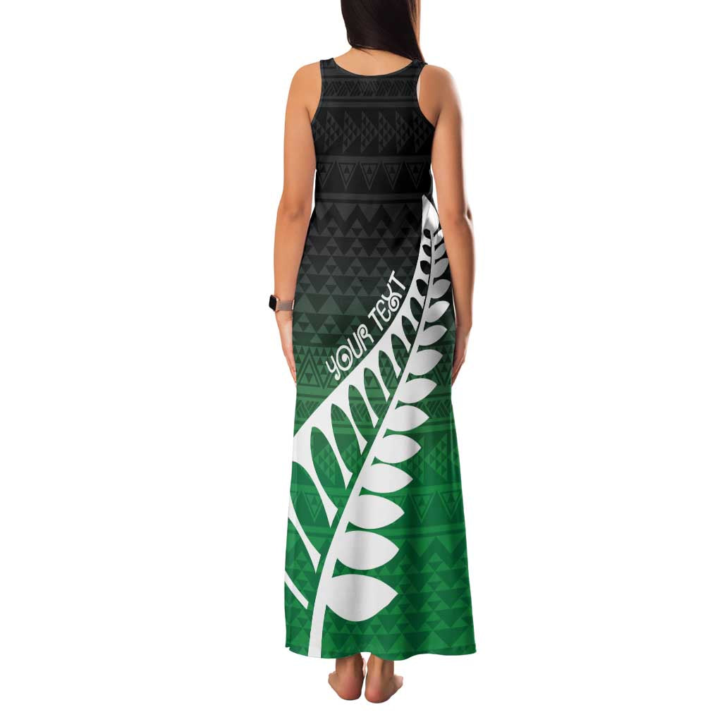 Green Silver Fern Spirit Taniko Tukutuku Personalised Family Matching Tank Maxi Dress and Hawaiian Shirt LT9 - Polynesian Pride