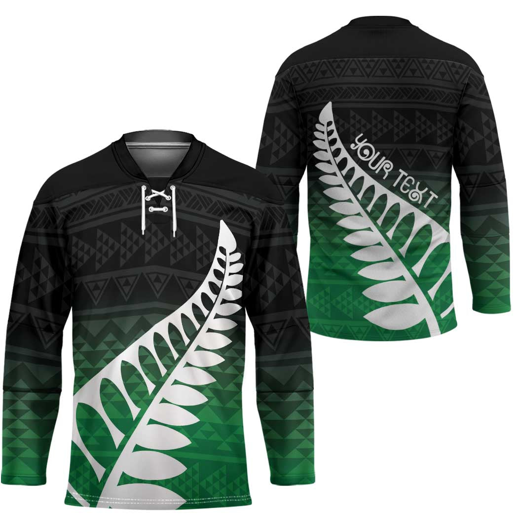Green Silver Fern Spirit Taniko Tukutuku Personalised Hockey Jersey - Polynesian Pride