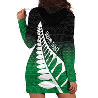 Green Silver Fern Spirit Taniko Tukutuku Personalised Hoodie Dress LT9 - Polynesian Pride