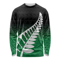 Green Silver Fern Spirit Taniko Tukutuku Personalised Long Sleeve Shirt