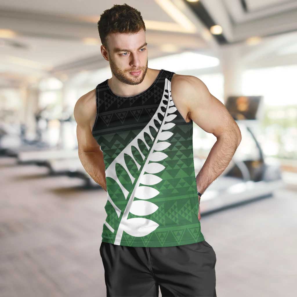 Green Silver Fern Spirit Taniko Tukutuku Personalised Men Tank Top LT9 Green - Polynesian Pride