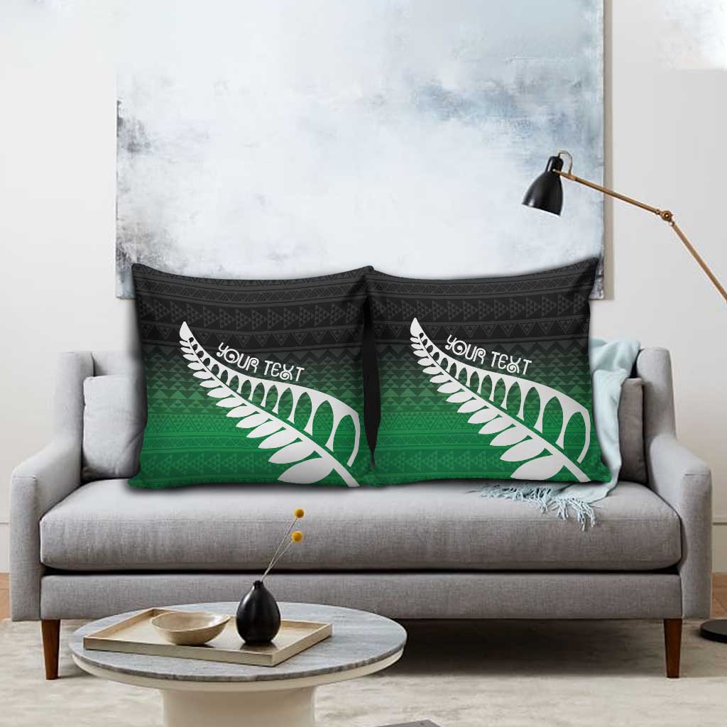 Green Silver Fern Spirit Taniko Tukutuku Personalised Pillow Cover - Polynesian Pride
