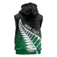 Green Silver Fern Spirit Taniko Tukutuku Personalised Sleeveless Hoodie LT9 - Polynesian Pride