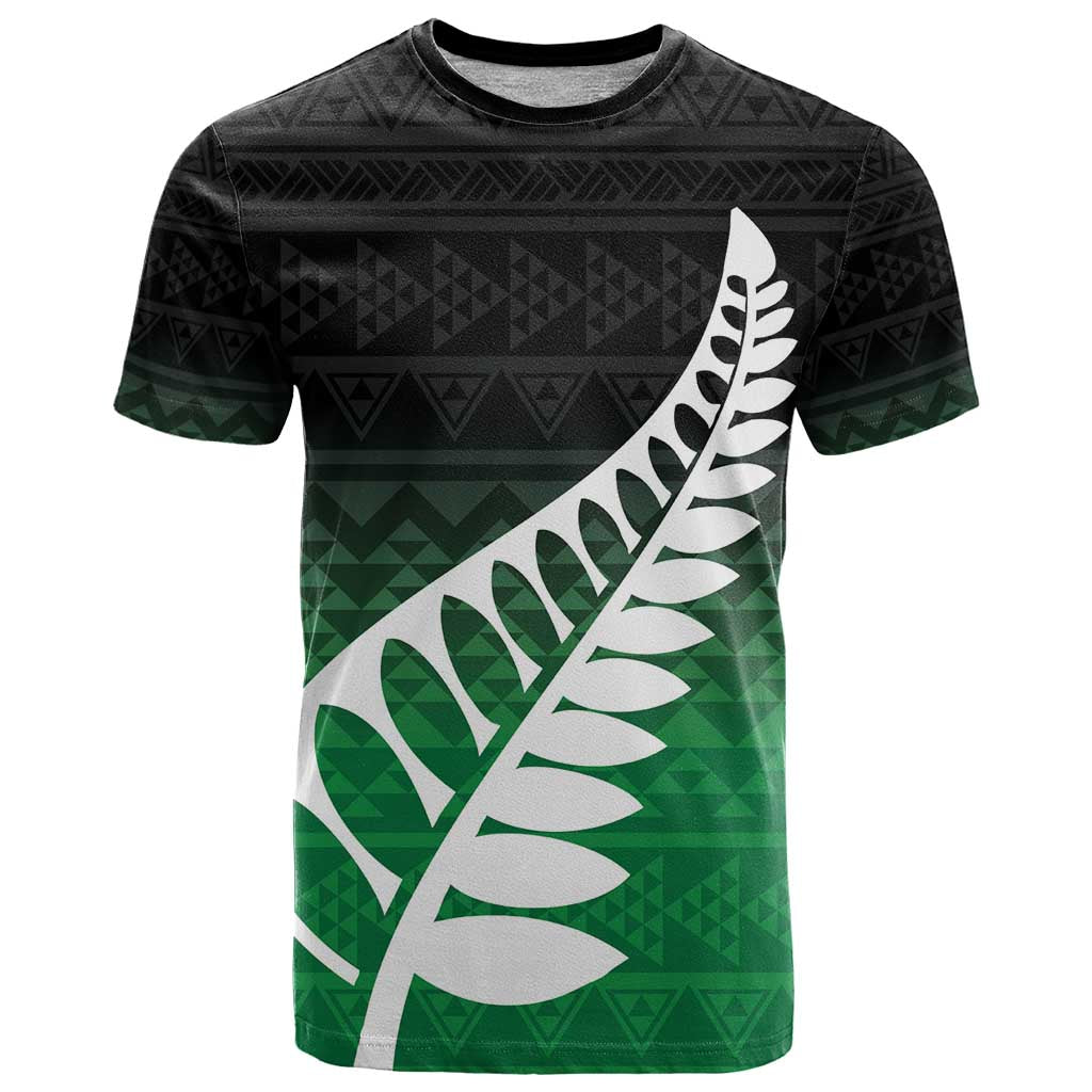 Green Silver Fern Spirit Taniko Tukutuku Personalised T Shirt LT9 Green - Polynesian Pride