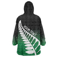 Green Silver Fern Spirit Taniko Tukutuku Personalised Wearable Blanket Hoodie LT9 - Polynesian Pride