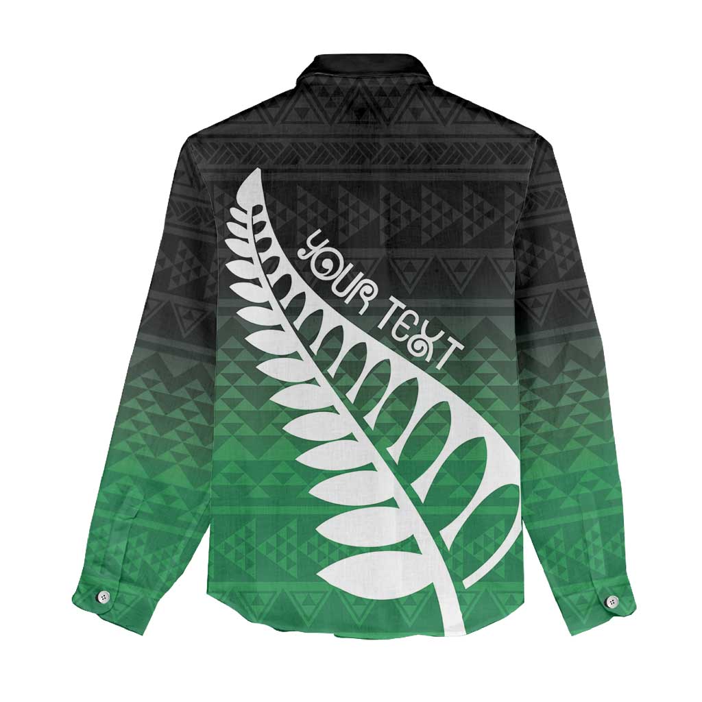 Green Silver Fern Spirit Taniko Tukutuku Personalised Women Casual Shirt LT9 - Polynesian Pride