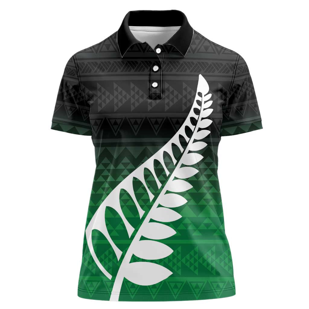 Green Silver Fern Spirit Taniko Tukutuku Personalised Women Polo Shirt LT9 Female Green - Polynesian Pride