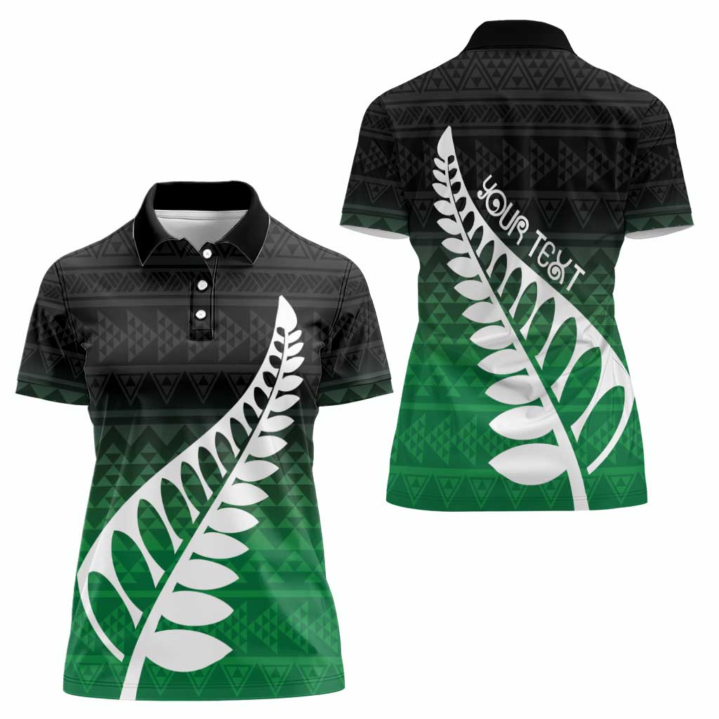 Green Silver Fern Spirit Taniko Tukutuku Personalised Women Polo Shirt LT9 - Polynesian Pride