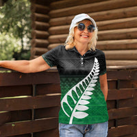 Green Silver Fern Spirit Taniko Tukutuku Personalised Women Polo Shirt LT9 - Polynesian Pride