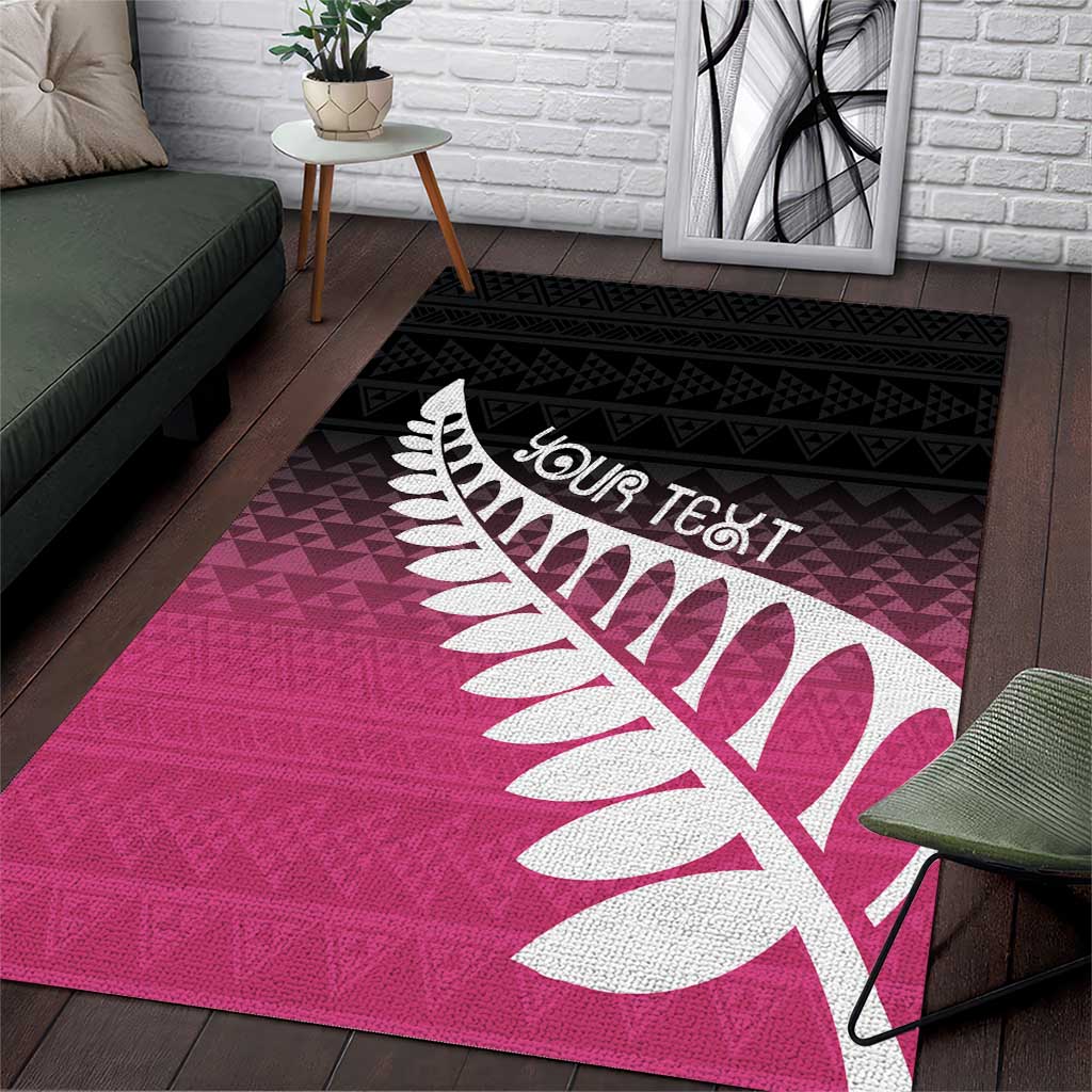 Pink Silver Fern Spirit Taniko Tukutuku Personalised Area Rug LT9 Pink - Polynesian Pride