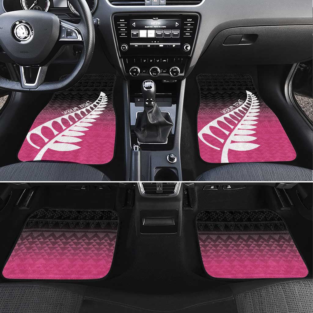 Pink Silver Fern Spirit Taniko Tukutuku Personalised Car Mats LT9 Set 4pcs Pink - Polynesian Pride