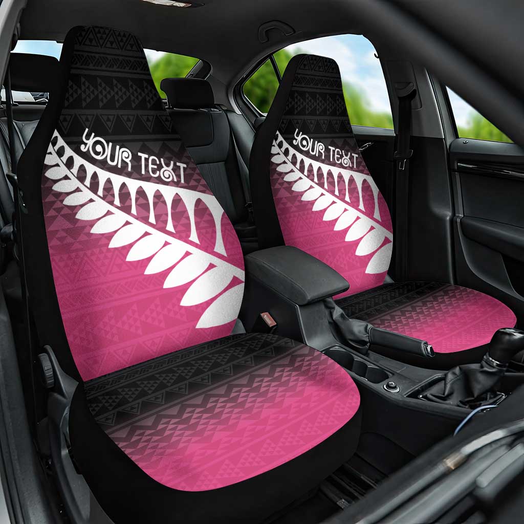 Pink Silver Fern Spirit Taniko Tukutuku Personalised Car Seat Cover LT9 One Size Pink - Polynesian Pride