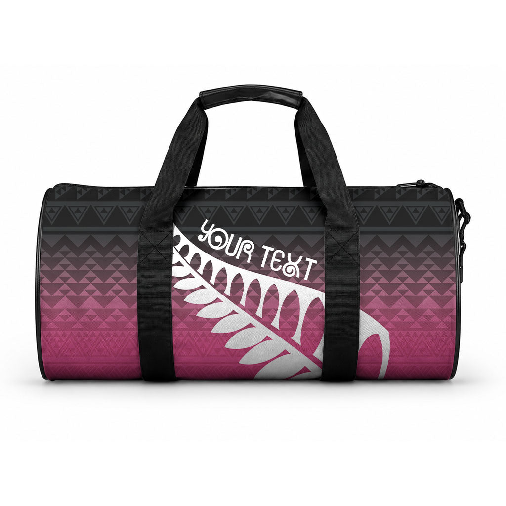 Pink Silver Fern Spirit Taniko Tukutuku Personalised Duffle Bag LT9 One size Pink - Polynesian Pride