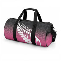 Pink Silver Fern Spirit Taniko Tukutuku Personalised Duffle Bag LT9 - Polynesian Pride