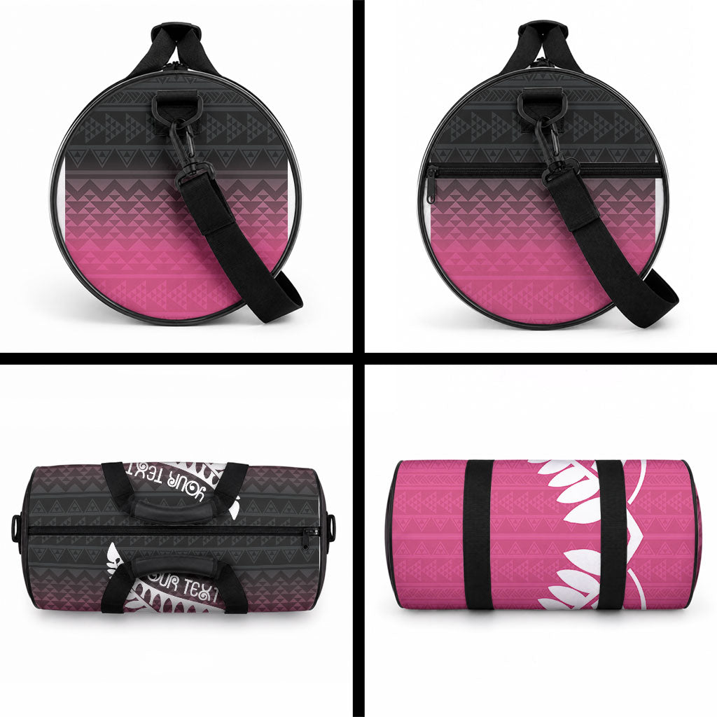 Pink Silver Fern Spirit Taniko Tukutuku Personalised Duffle Bag LT9 - Polynesian Pride