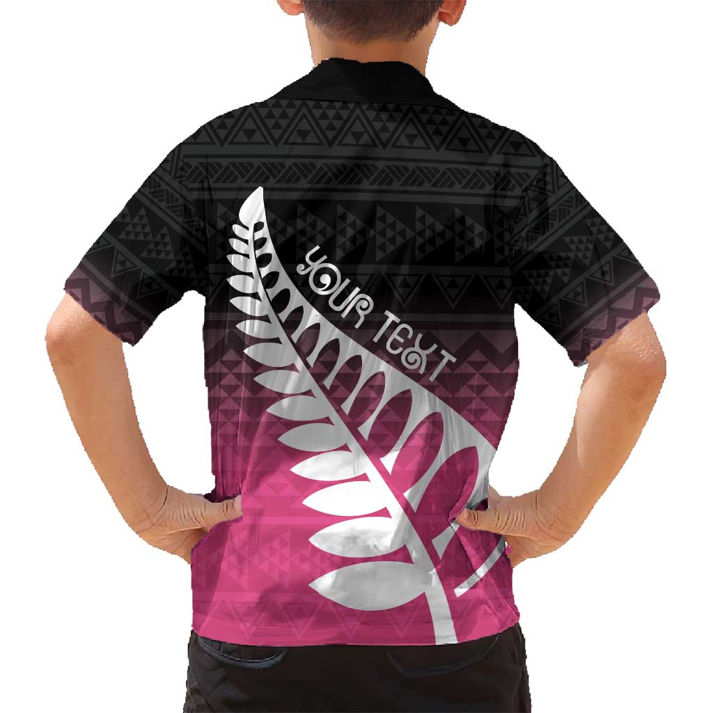 Pink Silver Fern Spirit Taniko Tukutuku Personalised Family Matching Puletasi and Hawaiian Shirt LT9 - Polynesian Pride