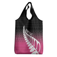 Pink Silver Fern Spirit Taniko Tukutuku Personalised Grocery Bag LT9 - Polynesian Pride