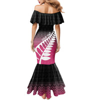 Pink Silver Fern Spirit Taniko Tukutuku Personalised Mermaid Dress LT9 - Polynesian Pride