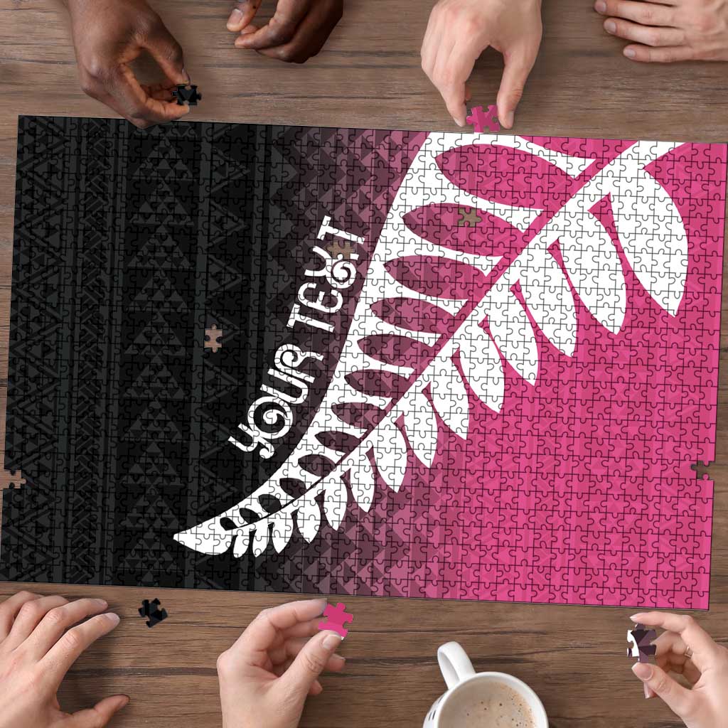 Pink Silver Fern Spirit Taniko Tukutuku Personalised Puzzle LT9 - Polynesian Pride