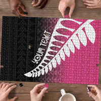 Pink Silver Fern Spirit Taniko Tukutuku Personalised Puzzle LT9 - Polynesian Pride
