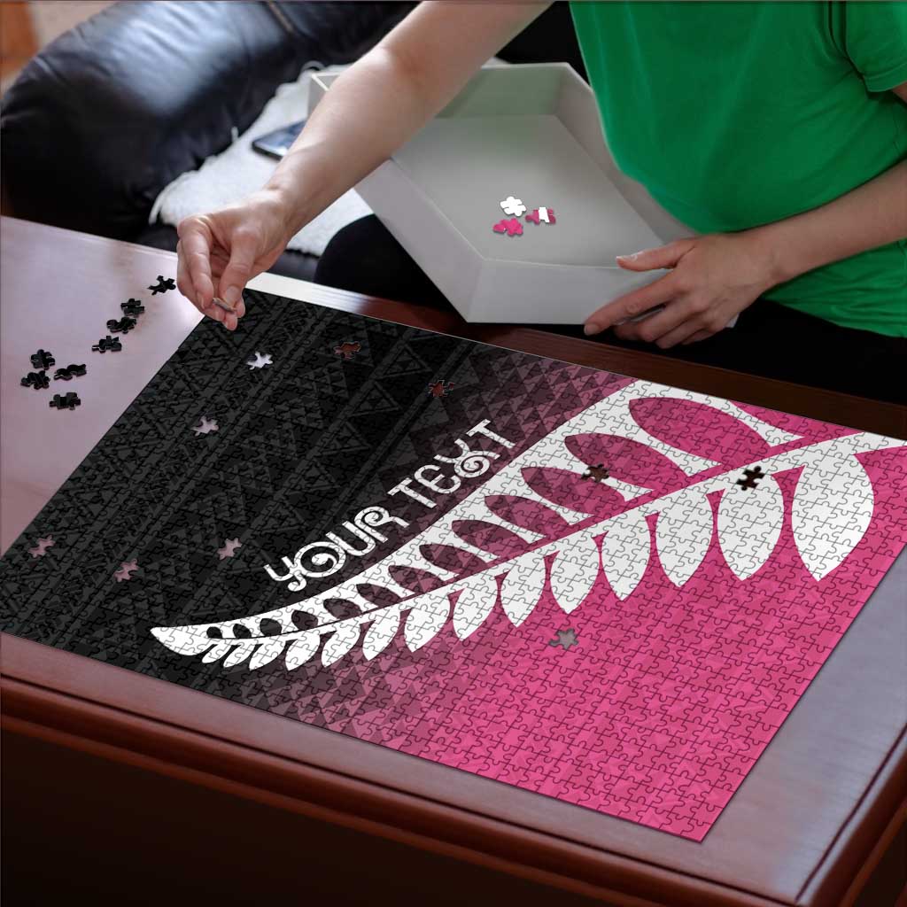 Pink Silver Fern Spirit Taniko Tukutuku Personalised Puzzle LT9 - Polynesian Pride
