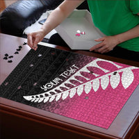 Pink Silver Fern Spirit Taniko Tukutuku Personalised Puzzle LT9 - Polynesian Pride