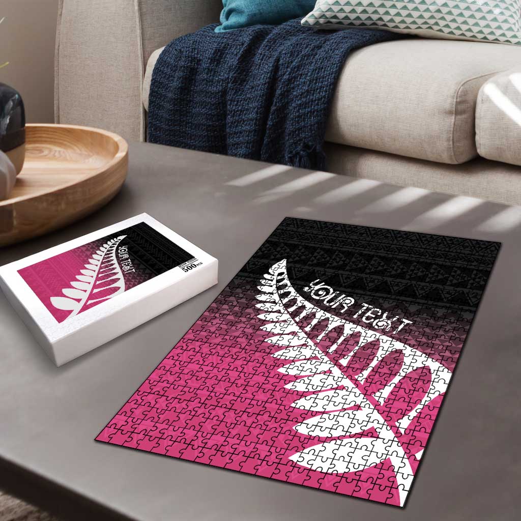 Pink Silver Fern Spirit Taniko Tukutuku Personalised Puzzle LT9 - Polynesian Pride