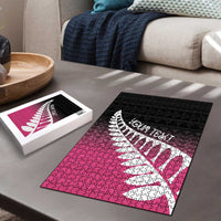 Pink Silver Fern Spirit Taniko Tukutuku Personalised Puzzle LT9 - Polynesian Pride