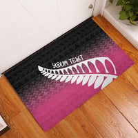 Pink Silver Fern Spirit Taniko Tukutuku Personalised Rubber Doormat
