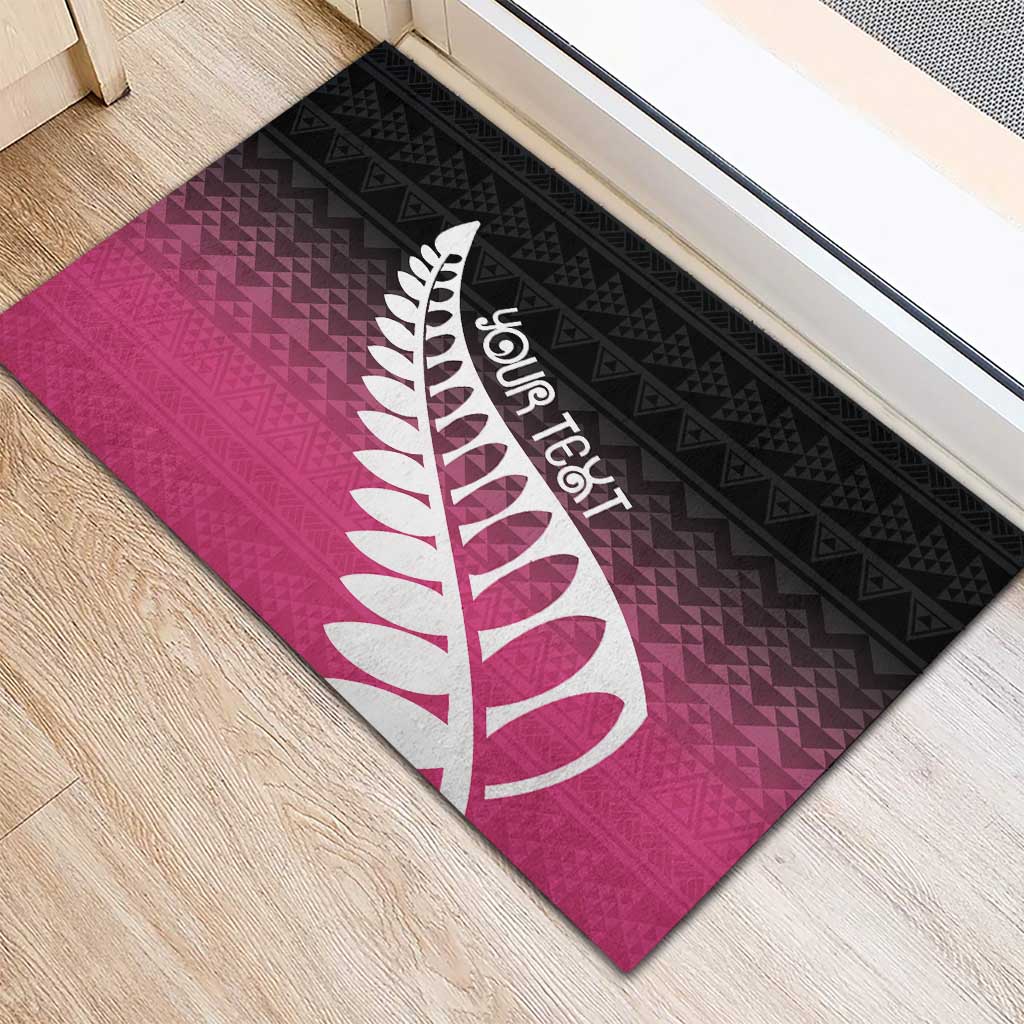 Pink Silver Fern Spirit Taniko Tukutuku Personalised Rubber Doormat