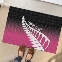 Pink Silver Fern Spirit Taniko Tukutuku Personalised Rubber Doormat