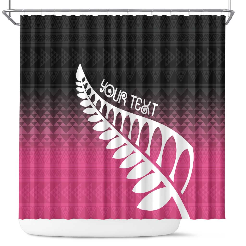 Pink Silver Fern Spirit Taniko Tukutuku Personalised Shower Curtain LT9 Pink - Polynesian Pride