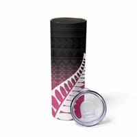 Pink Silver Fern Spirit Taniko Tukutuku Personalised Skinny Tumbler LT9 - Polynesian Pride