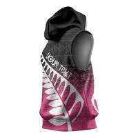 Pink Silver Fern Spirit Taniko Tukutuku Personalised Sleeveless Hoodie LT9 - Polynesian Pride