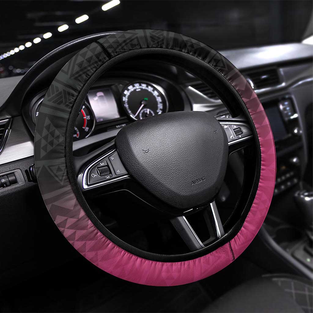 Pink Silver Fern Spirit Taniko Tukutuku Steering Wheel Cover LT9 Universal Fit Pink - Polynesian Pride