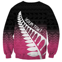 Pink Silver Fern Spirit Taniko Tukutuku Personalised Sweatshirt