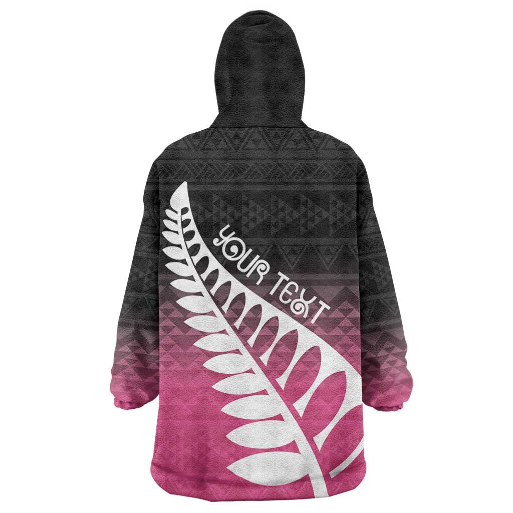 Pink Silver Fern Spirit Taniko Tukutuku Personalised Wearable Blanket Hoodie LT9 - Polynesian Pride