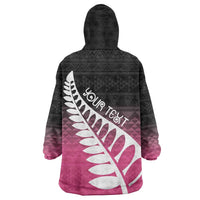 Pink Silver Fern Spirit Taniko Tukutuku Personalised Wearable Blanket Hoodie LT9 - Polynesian Pride