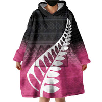 Pink Silver Fern Spirit Taniko Tukutuku Personalised Wearable Blanket Hoodie LT9 - Polynesian Pride