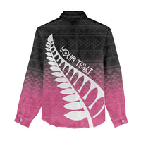 Pink Silver Fern Spirit Taniko Tukutuku Personalised Women Casual Shirt LT9 - Polynesian Pride