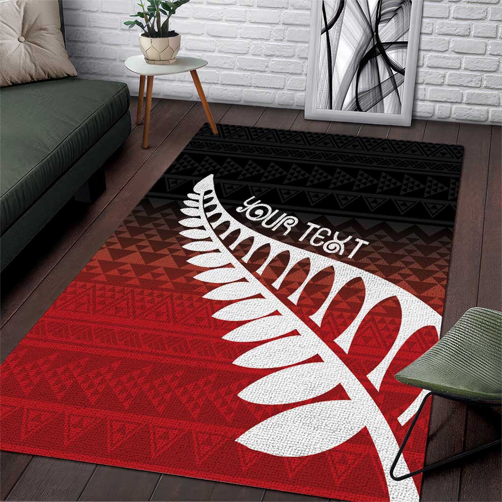 Red Silver Fern Spirit Taniko Tukutuku Personalised Area Rug LT9 Red - Polynesian Pride